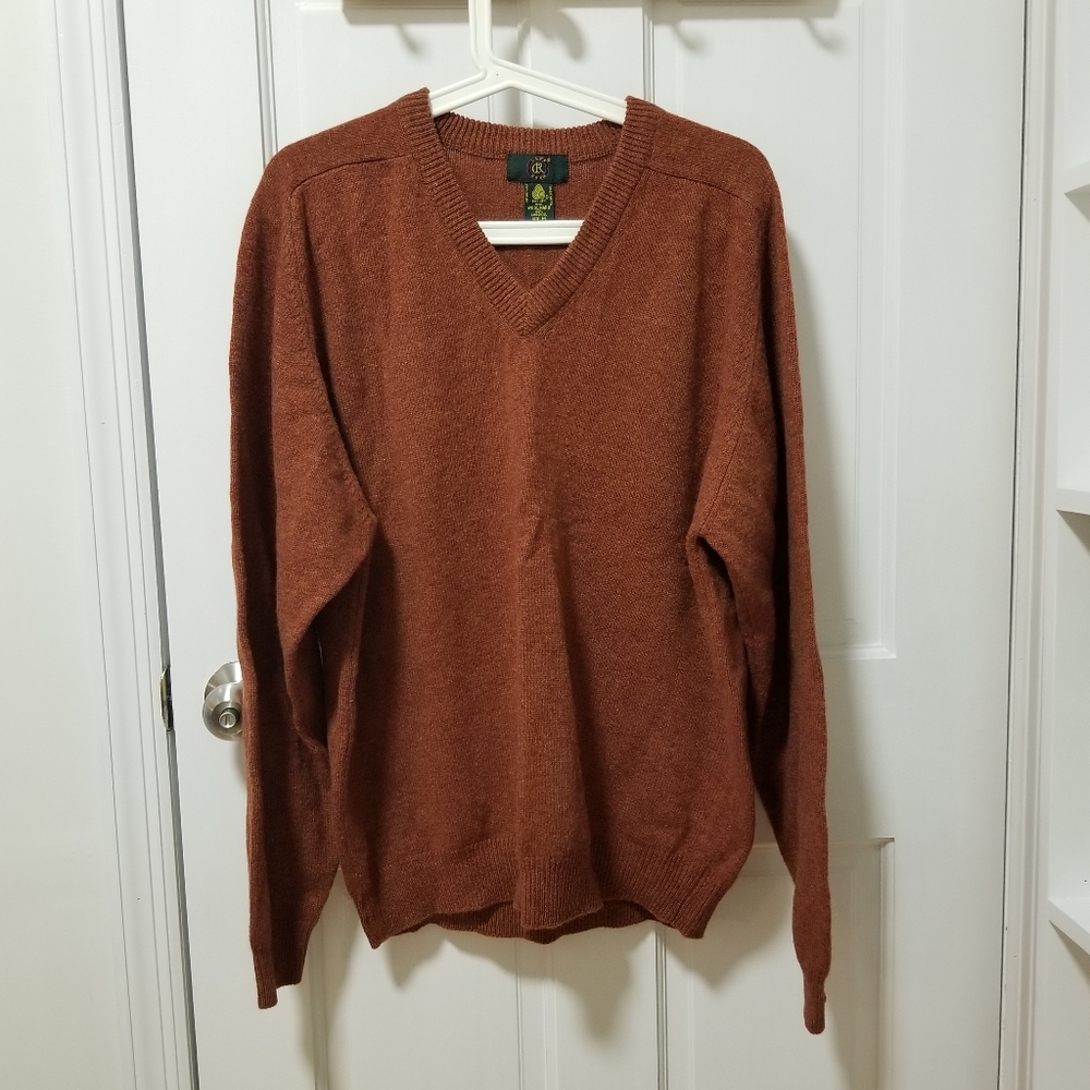 ♠ Vintage Club Room Burnt Orange Wool V-neck
